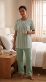 Mint stripe premium lawn Loungewear set for women