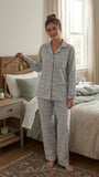 Women’s Long Sleeve Plaid Pajama Set – Classic Check Button-Down Shirt & Full-Length Trousers Loungewear